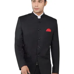 TAHVO Black Cotton Regular Fit Blazer-image-62
