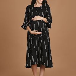 NIGHTSPREE Printed Maternity Fit & Flare Dress-image-55