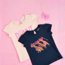 Pantaloons Junior Pink & Navy Cotton Printed T-Shirts-image-88