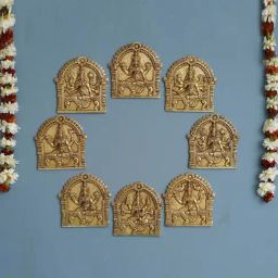 eCraftIndia Gold Brass Astha Lakshmi Wall Hangings - Set of 8-29