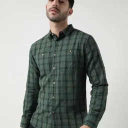 Wildcraft Green Cotton Regular Fit Checks Shirt-image-9