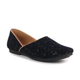 FAUSTO Men Men Ethnic Canvas Regular Round Toe Slip-On Mojaris-image-42