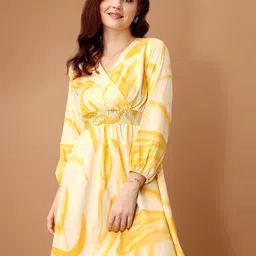 Murcia Abstract Printed Smock Detail Wrap Dress-5