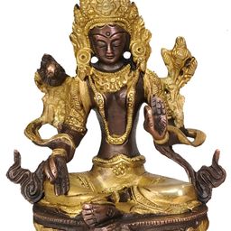 Exotic India Brown & Gold-Toned Tibetan BuddhistIdol Showpiece-image-95
