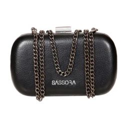 SASSORA Kate Black Printed Leather Small Clutch-8