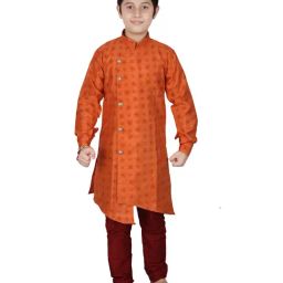 Pro-Ethic Style Developer Kids Orange & Maroon Printed Full Sleeves Kurta with Pyjamas-image-9