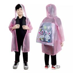 Allextreme Raincoat Pink Color Unicorn Print Size 3XL with Hood, School Bag Cover and Carry Pouch for Kids (11-12 Years), HCP-100S-42
