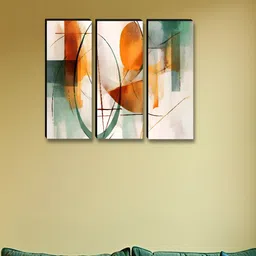 SAF Orange Colored & Teal 3 Pieces Printed Wall Paintings-picture-22