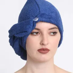 Creeva Luxury Blue Cotton 380 GSM Hair Wrap-image-71
