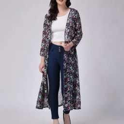 Scorpius Navy Floral Print Long Shrug-61