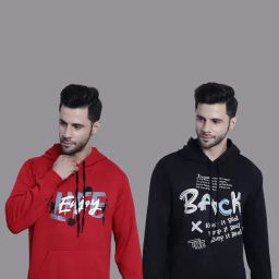 Vimal Jonney Red & Black Regular Fit Printed Hooded Sweatshirt - Pack of 2-picture-15