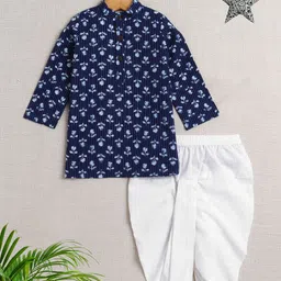 The Magic Wand Boys Floral Printed Pure Cotton Kurta With Dhoti Pants-image-29