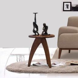Durian Polka Brown Solid Wood End Table-image-3