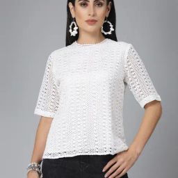 Style Quotient White Self Design Top-87