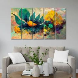 999Store Printed Multicolor MDF 5 Panels Wall Art-31