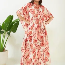 The Kaftan Company Peach Cotton Printed Kaftan-picture-22