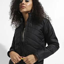 Campus Sutra Black Quilted Pattern Jacket-image-87