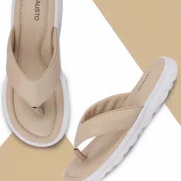 Fausto Women's Beige Flip Flops-picture-28
