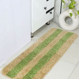 Saral Home Green & Beige Striped Anti Slip Microfiber Runner-24