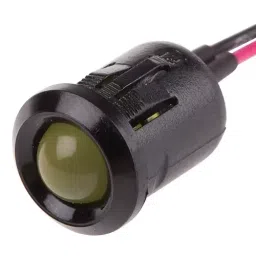 RS PRO Yellow Panel Mount Indicator 2V DC, Mounting Hole Size 12 mm, Termination Type Lead Wires, Model No 208914-29