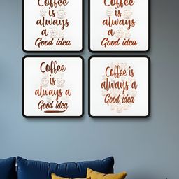 Livin'luxe White & Brown 4 Pieces Coffee Is Always A Good Idea Quote Wall Arts-picture-16