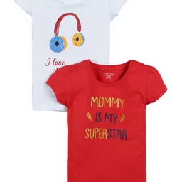 PLUM TREE Girls Pack of 2 Printed Puff Sleeves T-shirt-image-44