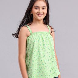 Pine Kids Singlet Sleeves Top Floral Print - Green-image-47