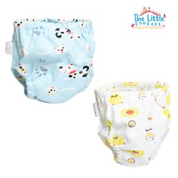 THE LITTLE LOOKERS Potty Training Pants for Babies I Reusable & Waterproof Pull up Underwear | Cloth Diaper for Babies-Blue & White Duck - Small 6 to 12 Months (Pack of 2)-25