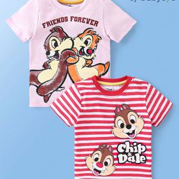 Babyoye Disney Cotton Half Sleeves T-Shirts With Chip 'n Dale Graphics Pack of 2 - Multicolour-image-16