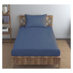 Trance Home Linen Premium Cotton Single Flat Bedsheet with 1 Pillow Cover 54 x 90 Inch- Mediterranean Blue-picture-40
