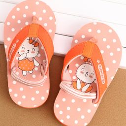 Cute Walk by Babyhug Flip Flops With Back Strap Bunny Print - Orange-image-59