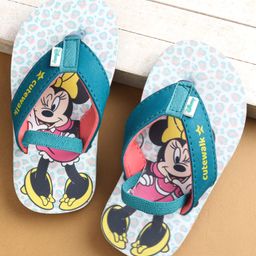 Cute Walk by Babyhug Flip Flops with Back Strap Closure Minnie Mouse Print - Blue-image-2