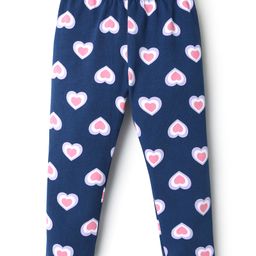 Babyhug Cotton Lycra Knit Full Length Leggings With Heart Print - Navy Blue-picture-16