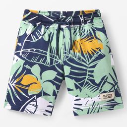 Pine Kids Looper Knit Above Knee Length Shorts with Tropical Theme Print - Navy Blue-picture-42