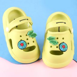 Cute Walk by Babyhug Clogs with Leaves Applique & Back Strap - Lime Green-picture-8