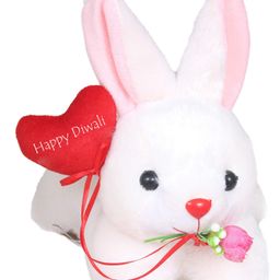 Tickles Cute Rabbit with Happy Diwali Wishes Soft Stuffed Plush Toy for Kids Boys & Girls Birthday Gift (Color: White Size:Length 26 cm)-image-48
