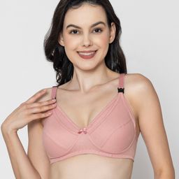 Mine4Nine Knit Solid Maternity Non Padded Bra With Nursing Access - Light Pink-image-54