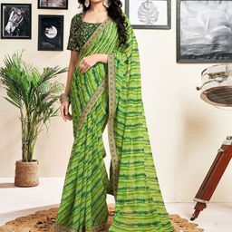 DIVASTRI Leheriya Sequinned Pure Georgette Leheriya Saree-7