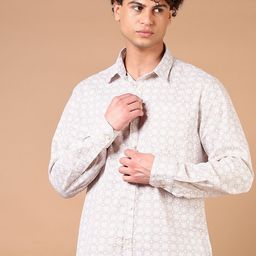 V-Mart Men Relaxed Fit Spread Collar Floral Printed Cotton Casual Shirt-picture-16