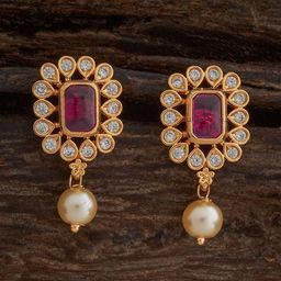 Kushal's Fashion Jewellery Ruby Gold-Plated Party Zircon Geometric Studs Earrings-image-80