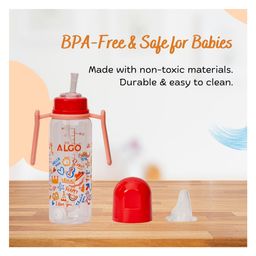 Adore ALGO - TwisterHandle 2 in 1 Baby Silicon Spout & Straw Sipper with Gravity Ball & Twin Handle - 240ml- Red image 4