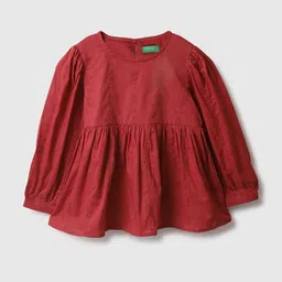 United Colors of Benetton Girls Embroidered Pure Cotton Regular Fit Round Neck Cotton Top-picture-11