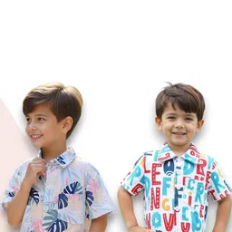 KIDGARB Multi Polycotton Cutaway Collar Printed Shirts-image-19