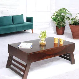 Ikiriya Brown Rectangle Shaped Sheesham Wooden Contemporary Coffee Table-10
