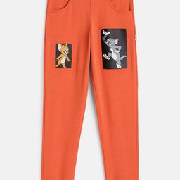 Yuvraah Kids Unisex Orange Printed Joggers-image-9