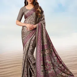 Jaanvi Women's Floral Printed Crepe Silk Saree With Blouse Piece-image-84