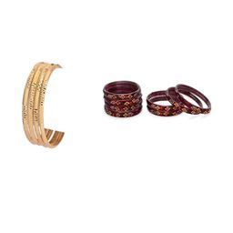 1ST TIME Set Of 12 Gold-Toned Alloy Artificial Stones & Beads Antique Bangles-picture-36