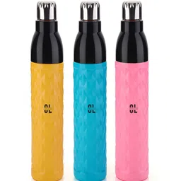 Craftlayout Pink & Blue Set of 2 Plastic Printed Single Wall Vacuum Water Bottle-image-22