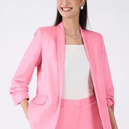 SALT ATTIRE Long Sleeve Single Vent Open Front Blazers-17
