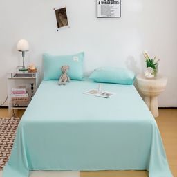 JC HOME Turquoise Blue 140 TC Single Bedsheet with Pillow Cover 1.60 m x 2.30 m-picture-24